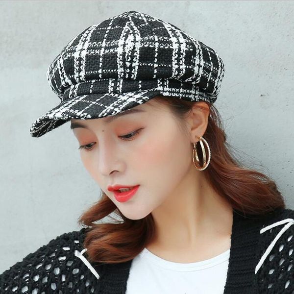 berets korean retro octagonal cap women fashion tweed plaid hat winter adjustable warm sboy hats bakerboy, Blue;gray
berets korean retro octagonal cap women fashion tweed plaid hat winter adjustable warm sboy hats bakerboy, Blue;gray