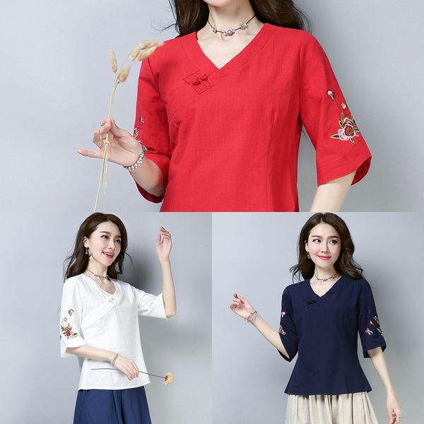 zgufa leisure embroidery summer embroidery cotton linen women's sleeve t-shirt short thin and loose embroidered osisb, White
zgufa leisure embroidery summer embroidery cotton linen women's sleeve t-shirt short thin and loose embroidered osisb, White