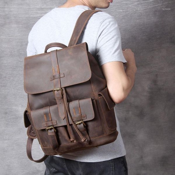 backpack 2021 fashion men's retro waterproof leather large capacity student bag travel men1
backpack 2021 fashion men's retro waterproof leather large capacity student bag travel men1