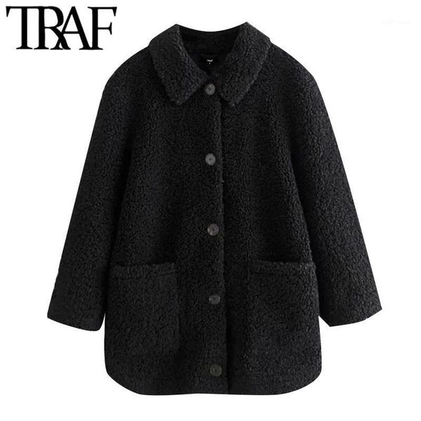 traf women fashion thick warm faux fur loose teddy coat vintage long sleeve pockets female outerwear chic overcoat1, Black
traf women fashion thick warm faux fur loose teddy coat vintage long sleeve pockets female outerwear chic overcoat1, Black