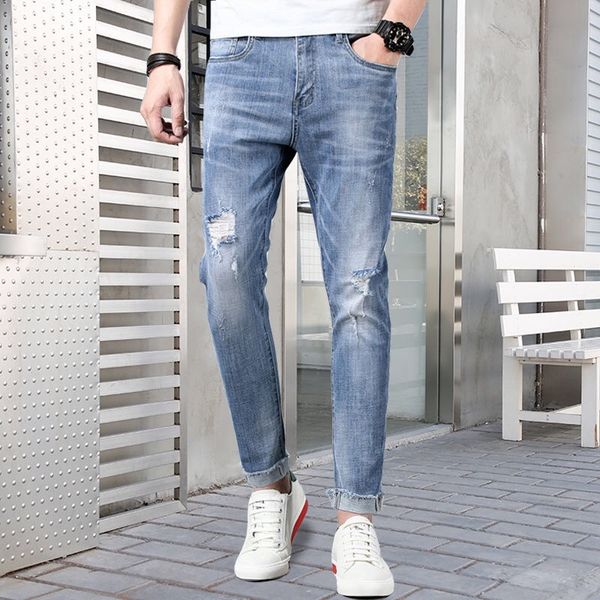 2020 new hole jeans men's summer micro-elastic slim feet nine wholesale hip hop jean, Blue
2020 new hole jeans men's summer micro-elastic slim feet nine wholesale hip hop jean, Blue
