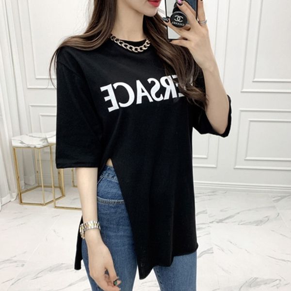 korea 2020 summer new alphabet coat t-shirt printed short sleeve t-shirt for women's loose and thin with split bottom owayq, White
korea 2020 summer new alphabet coat t-shirt printed short sleeve t-shirt for women's loose and thin with split bottom owayq, White