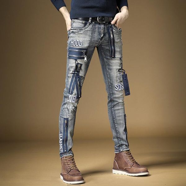мужчины stretch рваные джинсы ретро голубые брюки прямые slim fit hip hop streetwear молодые вышивки проблемные джинсовые брюки, Blue
мужчины stretch рваные джинсы ретро голубые брюки прямые slim fit hip hop streetwear молодые вышивки проблемные джинсовые брюки, Blue