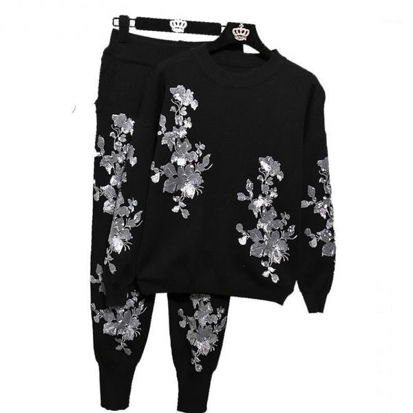 autumn flower embroidery knit sweaters black set female casual tracksuits 2pcs pullover harem pants two pieces set spring1, Gray
autumn flower embroidery knit sweaters black set female casual tracksuits 2pcs pullover harem pants two pieces set spring1, Gray
