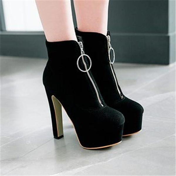 pxelena european super high heels ankle boots women round toe front zippers thick platform fashion short boots party shoes, Black
pxelena european super high heels ankle boots women round toe front zippers thick platform fashion short boots party shoes, Black