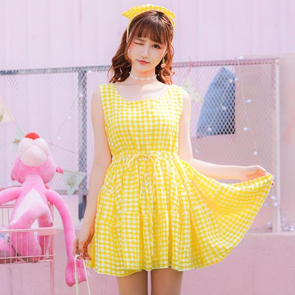 2020 summer sweet plaid dress girls sleeveless kawaai dresses women elegant loose casual sweet yellow vestidos pink, Black;gray
2020 summer sweet plaid dress girls sleeveless kawaai dresses women elegant loose casual sweet yellow vestidos pink, Black;gray