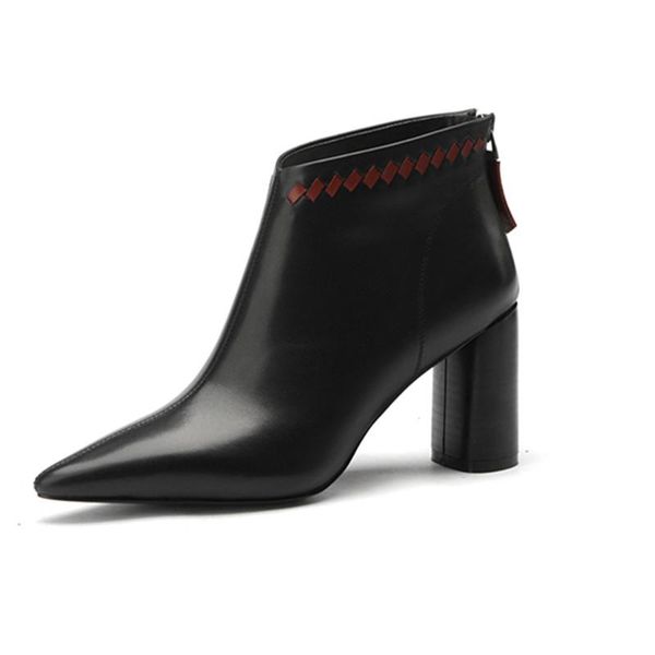 women ankle boots fashion genuine leather high heels boots zipper wedding working dress shoes woman, Black
women ankle boots fashion genuine leather high heels boots zipper wedding working dress shoes woman, Black