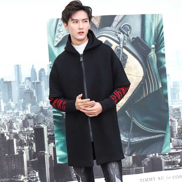 men's wool & blends woolen overcoat zipper style 2021 fashionable man long pattern youth 48-58, Black
men's wool & blends woolen overcoat zipper style 2021 fashionable man long pattern youth 48-58, Black
