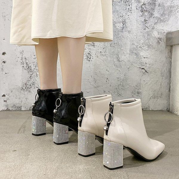 women's rubber boots boots-women round toe shoes woman winter shoes low heels booties crystal luxury designer booties, Black
women's rubber boots boots-women round toe shoes woman winter shoes low heels booties crystal luxury designer booties, Black