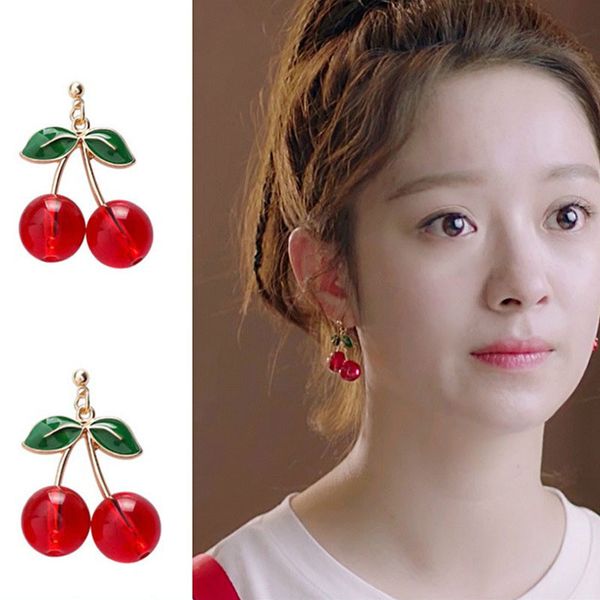 cherry personality red fashion woman sweet temperament joker small contracted stud earrings, Black
cherry personality red fashion woman sweet temperament joker small contracted stud earrings, Black