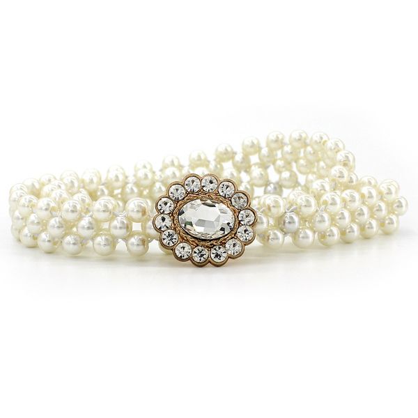 wedding women's water diamond pearl waist chain fashion dress decoration elastic belt women's sweet flower elastic waist seal, White
wedding women's water diamond pearl waist chain fashion dress decoration elastic belt women's sweet flower elastic waist seal, White