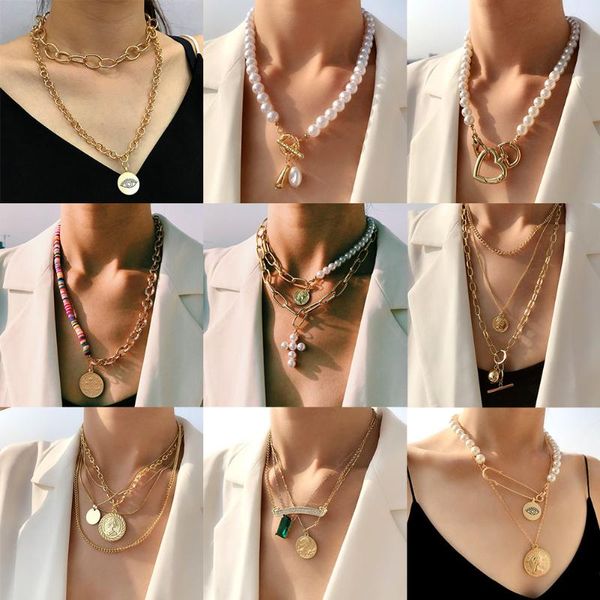 chains flatfoosie imitation pearl choker necklace collar statement multilayer gold long chain coin pendant for women jewelry, Silver
chains flatfoosie imitation pearl choker necklace collar statement multilayer gold long chain coin pendant for women jewelry, Silver