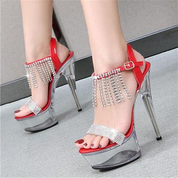 sandals women fish toe 13/15 cm high heels nightclub transparent crystal shoes catwalk pole dancing platform stiletto, Black
sandals women fish toe 13/15 cm high heels nightclub transparent crystal shoes catwalk pole dancing platform stiletto, Black