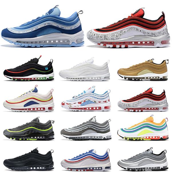 97 black bullet aurora green reflective bred air max airmax mens women running shoes sean wotherspoon blue sports sneakers, White;red
97 black bullet aurora green reflective bred air max airmax mens women running shoes sean wotherspoon blue sports sneakers, White;red