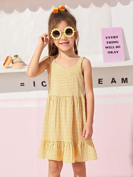 toddler girls gingham print ruffle hem dress she, Red;yellow
toddler girls gingham print ruffle hem dress she, Red;yellow