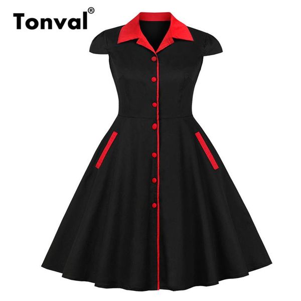 tonval plus size vintage dress pin up 50s style women single breasted rockabilly 4xl 5xl cotton black dresses summer, White;black
tonval plus size vintage dress pin up 50s style women single breasted rockabilly 4xl 5xl cotton black dresses summer, White;black