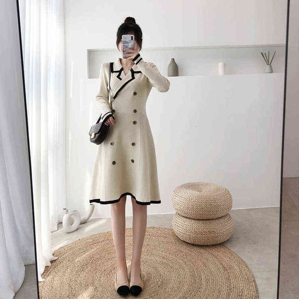 casual dresses 2022 autumn temperament contrast color small fragrance dign sense suit collar long sleeve knitted dresses, Black;gray
casual dresses 2022 autumn temperament contrast color small fragrance dign sense suit collar long sleeve knitted dresses, Black;gray
