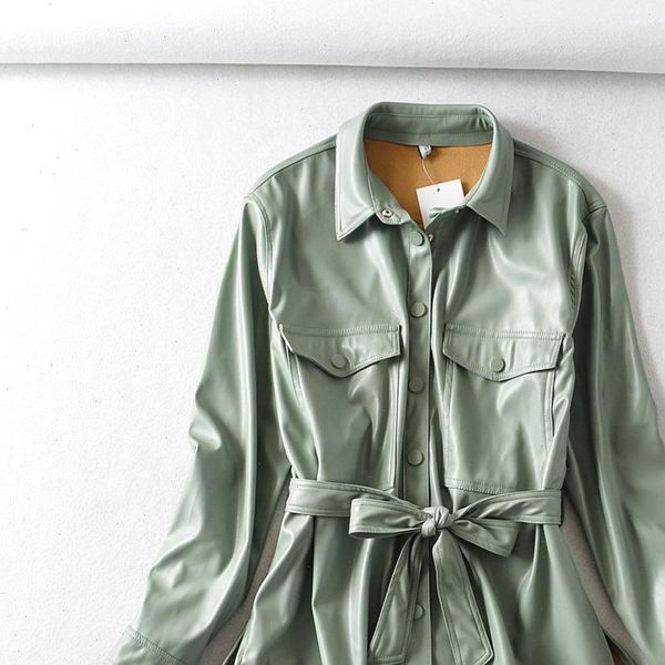 autumn winter temperament business blouses women fashion pu leather jacket women elegant long sleeve with belt female ladie, White
autumn winter temperament business blouses women fashion pu leather jacket women elegant long sleeve with belt female ladie, White