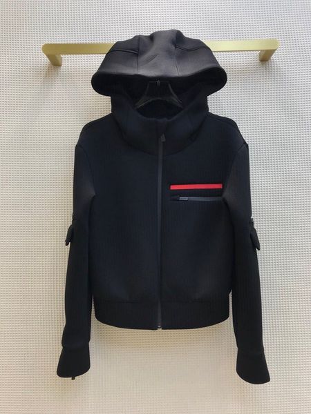 brand designer zipper hat jacket for women long sleeve elegant fashion coat for lady 2020, Black 
brand designer zipper hat jacket for women long sleeve elegant fashion coat for lady 2020, Black