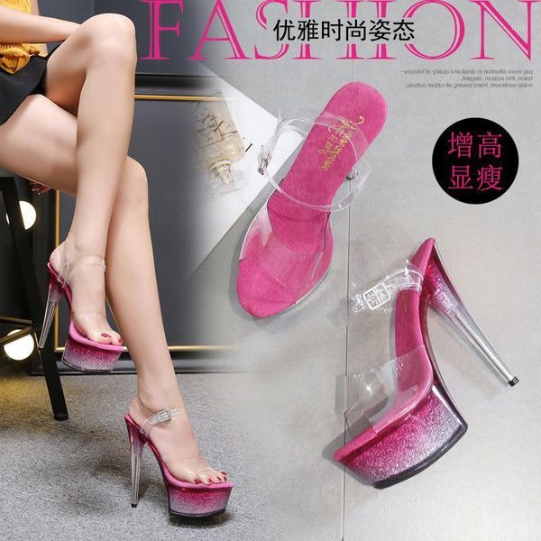 sandals charm2021 steel pipe dance anti slip waterproof platform transparent women's shoes 15cm super high heels thin heel1, Black
sandals charm2021 steel pipe dance anti slip waterproof platform transparent women's shoes 15cm super high heels thin heel1, Black