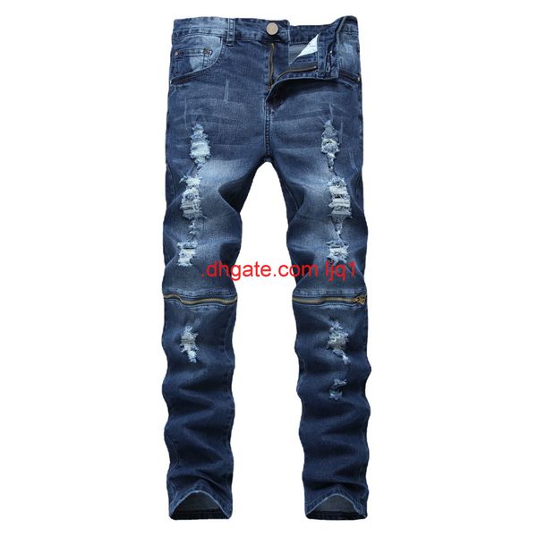 new men's slim fit straight jeans zipper hole large casual men's trousers, Blue
new men's slim fit straight jeans zipper hole large casual men's trousers, Blue