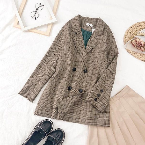 women's suits & blazers 2021 autumn blazer women coat vintage double breasted office ladies plaid long sleeve loose houndstooth suit ja, White;black
women's suits & blazers 2021 autumn blazer women coat vintage double breasted office ladies plaid long sleeve loose houndstooth suit ja, White;black