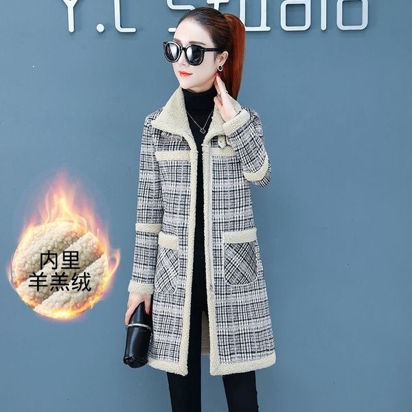 2021 chess thick cashmere medium length cotton-quilted woman's coat new winter wear imitation lamb wool j0yw, Black;brown
2021 chess thick cashmere medium length cotton-quilted woman's coat new winter wear imitation lamb wool j0yw, Black;brown