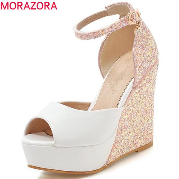 morazora 2021 new arrival wedges platform shoes woman pu peep toe summer shoes buckle elegant party wedding women sandals pink, Black
morazora 2021 new arrival wedges platform shoes woman pu peep toe summer shoes buckle elegant party wedding women sandals pink, Black