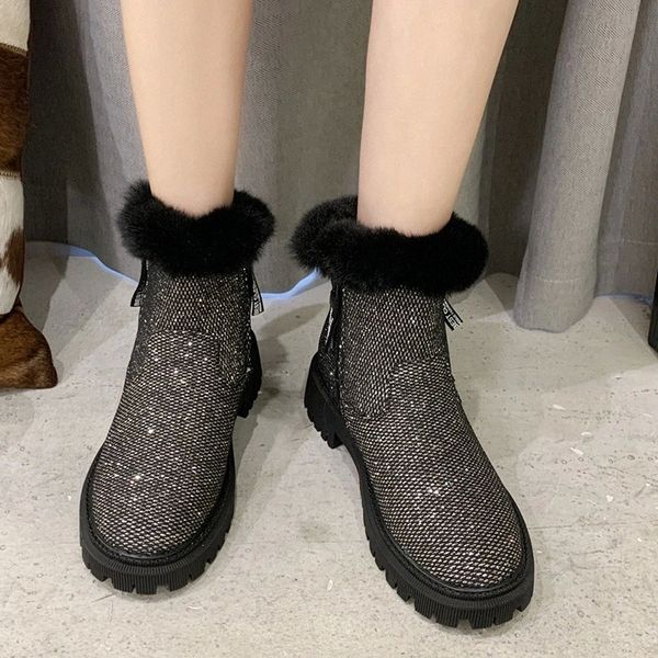lucyever shining sequins square heel ankle boots for women soft faux fur platform booties woman autumn winter fashion shoes #dc7u, Black
lucyever shining sequins square heel ankle boots for women soft faux fur platform booties woman autumn winter fashion shoes #dc7u, Black