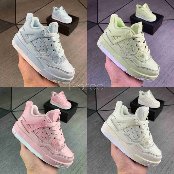 Kids Jumpman 4s Grey Pink Iv Union Basketball Shoes Collection Children Outdoor Sports Sneaker Sail Muslin White Black 4 Athletic Sneakers