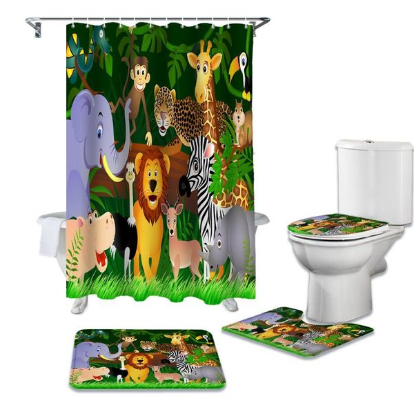 jungle wild animals cartoon shower curtain sets non-slip rugs toilet lid cover and bath mat waterproof bathroom curtains
jungle wild animals cartoon shower curtain sets non-slip rugs toilet lid cover and bath mat waterproof bathroom curtains