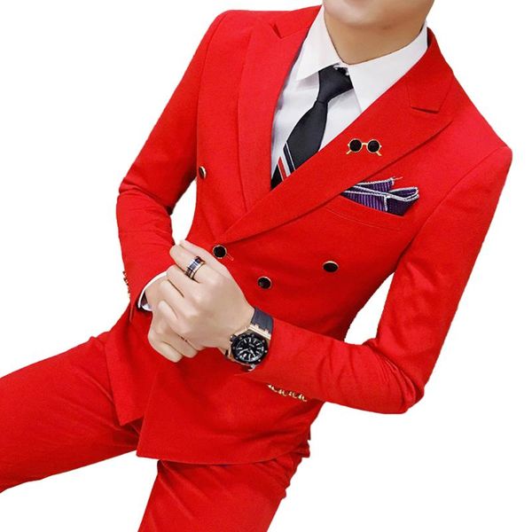 ( jackets +pants ) boutique fashion solid color formal business mens slim suit 2pcs set groom wedding dress double breasted suit, White;black
( jackets +pants ) boutique fashion solid color formal business mens slim suit 2pcs set groom wedding dress double breasted suit, White;black