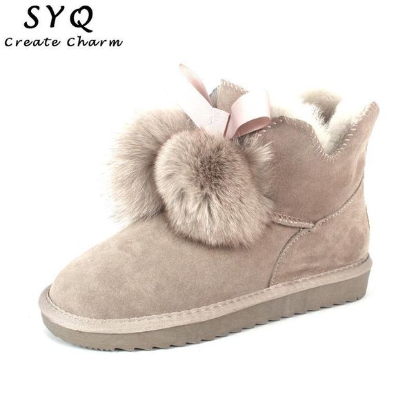 2020 new genuine cowhide leather snow boots five leaf hair ball women boots suede sheep fur flat anti-skid warm winter shoes, Black
2020 new genuine cowhide leather snow boots five leaf hair ball women boots suede sheep fur flat anti-skid warm winter shoes, Black