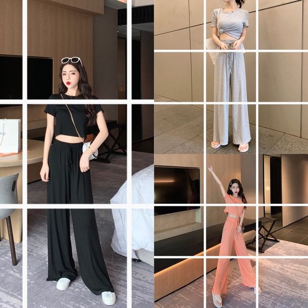cigwy women solid color close-fitting short-sleeved t-shirt with open navel wide set suit pants suitfor new elastic high waist casual leg ca, Gray
cigwy women solid color close-fitting short-sleeved t-shirt with open navel wide set suit pants suitfor new elastic high waist casual leg ca, Gray