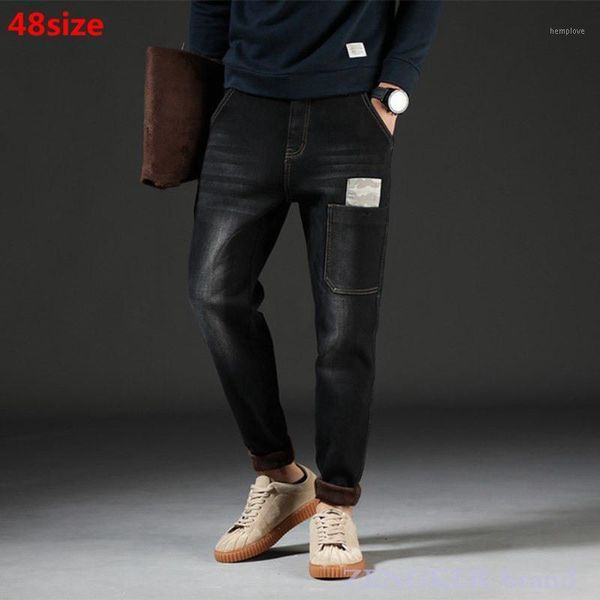 winter plus velvet thick plus size jeans 48 46 44 men's size loose harem pants black patchwork jeans oversized1, Blue
winter plus velvet thick plus size jeans 48 46 44 men's size loose harem pants black patchwork jeans oversized1, Blue