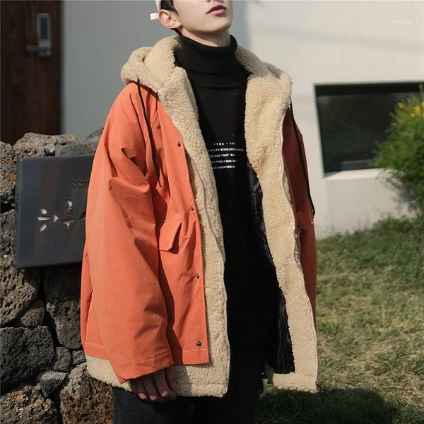 winter warm mens parka coat hooded fur liner thick parkas coats loose casual solid black orange outwear k0961
winter warm mens parka coat hooded fur liner thick parkas coats loose casual solid black orange outwear k0961