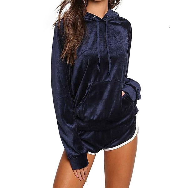 2pcs autumn women's pure color sports suit long sleeve pocket hoodie high waist shorts ladies fashion apparel gym loose clothing, White;black
2pcs autumn women's pure color sports suit long sleeve pocket hoodie high waist shorts ladies fashion apparel gym loose clothing, White;black