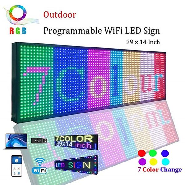 wifi led sign,led programmable electronic p13 rgb color outdoor sign led display 39" x 14" open running message board 
wifi led sign,led programmable electronic p13 rgb color outdoor sign led display 39" x 14" open running message board