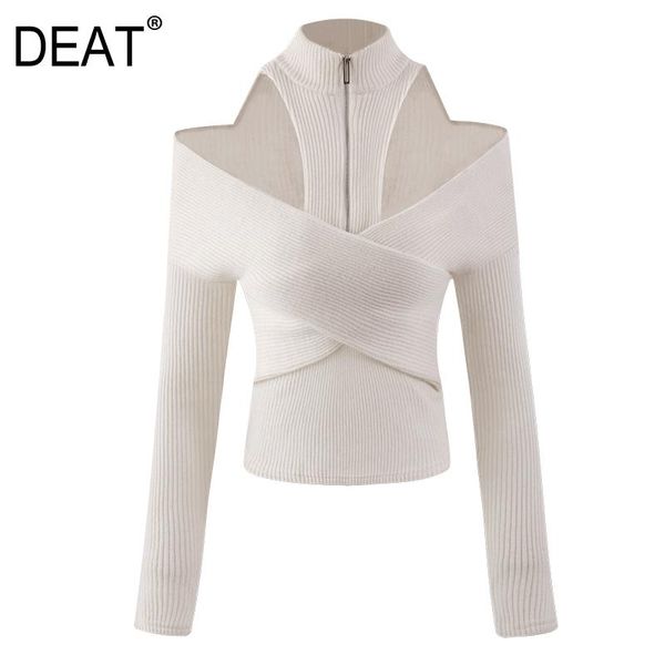 deat 2021 new spring and summer fashion casual high collar off shoulder cross short slim long sleeve knitwear women sh195, White
deat 2021 new spring and summer fashion casual high collar off shoulder cross short slim long sleeve knitwear women sh195, White