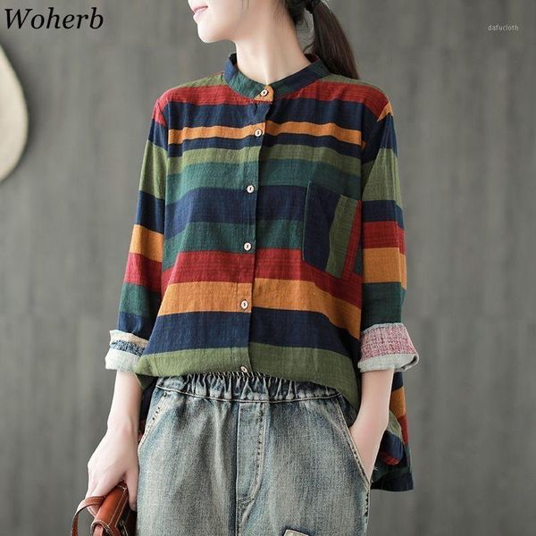 woherb vintage long sleeve striped shirts single breasted asymmetric casual loose blouse fashion new women blusas 915881, White
woherb vintage long sleeve striped shirts single breasted asymmetric casual loose blouse fashion new women blusas 915881, White