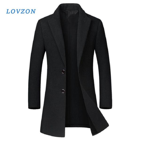 men's wool & blends lovzon winter jacket high-quality coat casual slim collar long cotton trench, Black
men's wool & blends lovzon winter jacket high-quality coat casual slim collar long cotton trench, Black