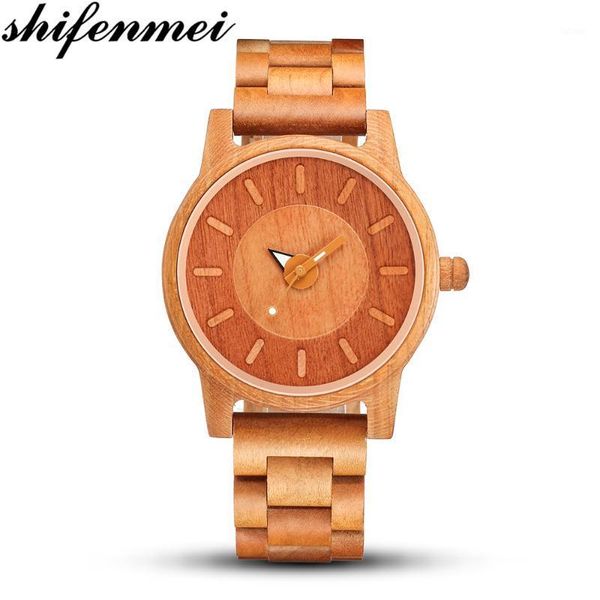 shifenmei natural wooden clock casual full wood quartz wristwatch fashion lovers souvenir valentine gifts dress watch1, Slivery;brown
shifenmei natural wooden clock casual full wood quartz wristwatch fashion lovers souvenir valentine gifts dress watch1, Slivery;brown