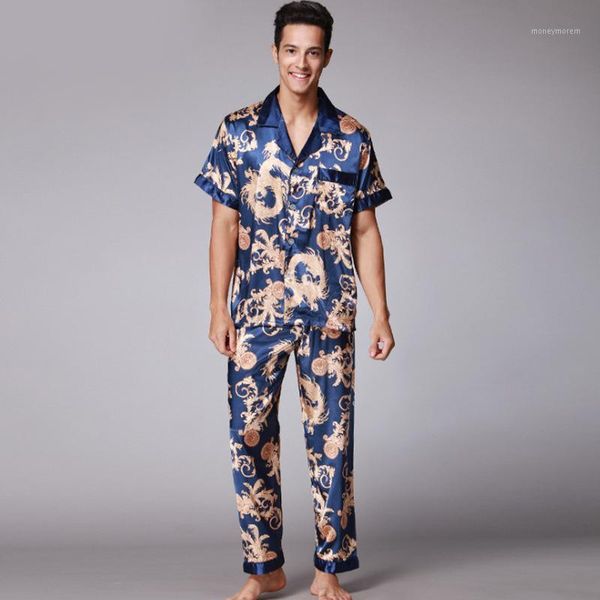 men's sleepwear men's silk pajama set summer cardigan short-sleeved printed male pijama leisure home clothing1, Black;brown
men's sleepwear men's silk pajama set summer cardigan short-sleeved printed male pijama leisure home clothing1, Black;brown