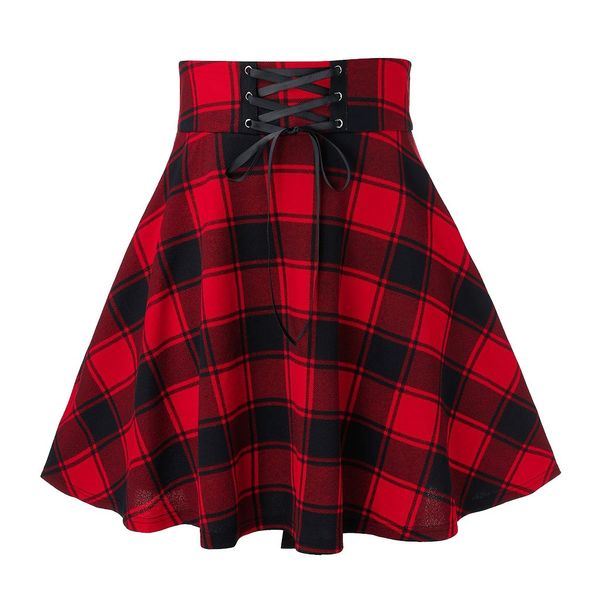plaid printed pleated skirts high waist a-line lace patchwork bandage gothic mini skirt women slim party wear skirts, Black
plaid printed pleated skirts high waist a-line lace patchwork bandage gothic mini skirt women slim party wear skirts, Black