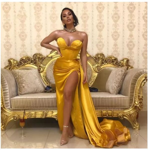 2022 yellow gold sweetheart satin mermaid split long prom dresses black girls ruched formal sweep train formal party evening gowns bc4039
2022 yellow gold sweetheart satin mermaid split long prom dresses black girls ruched formal sweep train formal party evening gowns bc4039