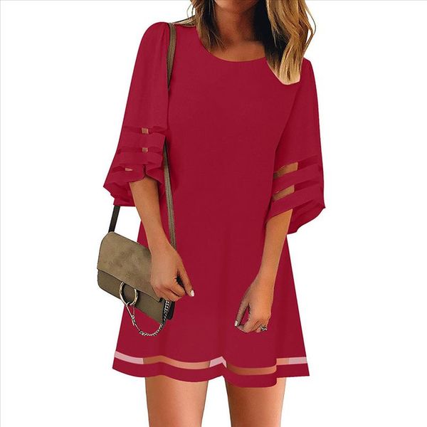2019 new summer women dresses o neck mesh panel three quarter bell sleeve loose club beach mini sundress 9041131, Black;gray
2019 new summer women dresses o neck mesh panel three quarter bell sleeve loose club beach mini sundress 9041131, Black;gray