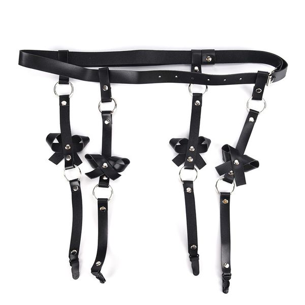 women pu leather garter for stockings bow handmade punk costume outfit o-round waist belt with 4 suspenders, Black;white
women pu leather garter for stockings bow handmade punk costume outfit o-round waist belt with 4 suspenders, Black;white