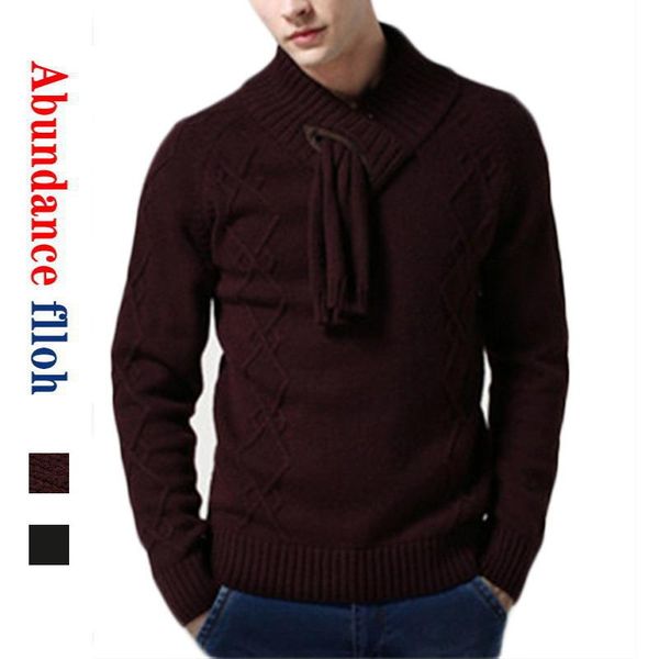 autumn winter retro trendy men's pullover wool knit sweater solid color british style base large collar outer wear 1504 2, White;black
autumn winter retro trendy men's pullover wool knit sweater solid color british style base large collar outer wear 1504 2, White;black