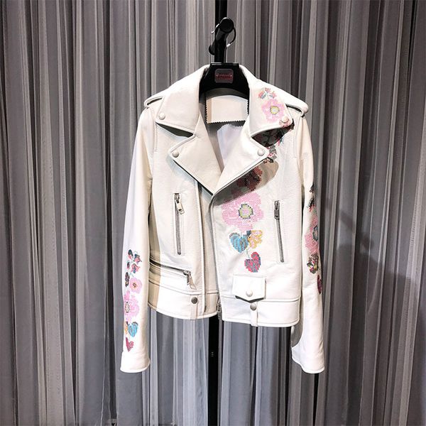 new arrival women's coat spring genuine leather jacket female imported sheepskin coats embroider design 201030, Black
new arrival women's coat spring genuine leather jacket female imported sheepskin coats embroider design 201030, Black