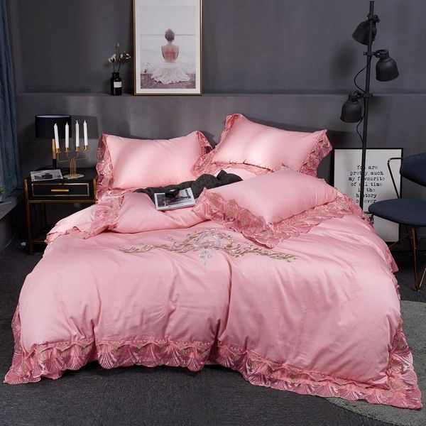 60s long stapled cotton luxury style lace embroidery 4pcs duvet cover bed sheet pillowcases solid pink royal blue purple green
60s long stapled cotton luxury style lace embroidery 4pcs duvet cover bed sheet pillowcases solid pink royal blue purple green
